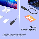 Nov8tech black aluminum 4-port USB 3.0 hub with 2ft cable, four USB-A ports visible on front panel - view 4