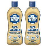 Two 13oz bottles of Bar Keepers Friend Soft Cleanser Liquid rust and stain remover standing upright on white background