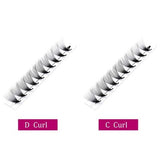 FADLASH premade volume lash fans tray showing pointy thin base 3D to 20D black PBT fiber extensions 120 fans - view 2