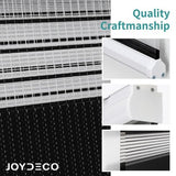 Joydeco black cordless zebra roller blind 33x75 inches with dual-layer sheer and solid stripe fabric on window - view 3
