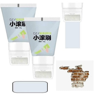 Three CPOGEBD white wall repair touch-up rollers with pre-loaded bluish-white latex paste for DIY wall patch repair