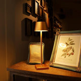 Gold aluminum cordless rechargeable table lamp 14 inches tall with cone shade and touch dimming control for indoor outdoor use - view 6