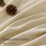 Two natural beige pinch pleat semi-sheer linen blend curtain panels 40x92 inches hanging on a window rod - view 3