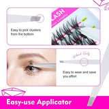 Caelymine DIY lash extension kit showing D curl cluster lashes, lash glue, and applicator tool on white background - view 6