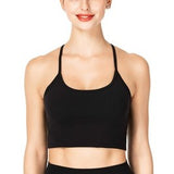 Sunzel black racerback cropped tank sports bra with built-in shelf bra and padded support for women, size M - view 2