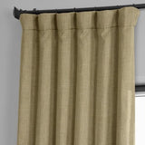 Nomad Tan faux linen room darkening curtain panel 50x84 inches hung on rod by HPD Half Price Drapes - view 5