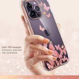 i-Blason clear glitter butterfly iPhone 14 Pro case with rose gold frame and built-in screen protector, full 360 coverage - view 4