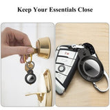 Black TPU AirTag protective case with keychain ring and screen protector films, carbon fiber texture, by Eyamumo - view 6