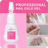 Mekerui G-1 nail glue gel and R-1 remover kit with grinding strips and applicator sticks for press-on nails - view 3