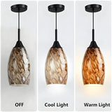 Oval brown river stone crackle glass pendant light shade 7.64 inches tall with 1.65 inch fitter opening - view 6