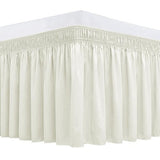 Ivory wrap-around bed skirt with ruffled 15-inch drop on a king-size bed, Biscaynebay elastic easy-fit dust ruffle