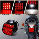 Smoked lens LED rear tail light for Harley Davidson motorcycle with black ABS housing showing brake and running light - view 3
