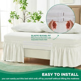 Ivory wrap-around bed skirt with ruffled 15-inch drop on a king-size bed, Biscaynebay elastic easy-fit dust ruffle - view 5