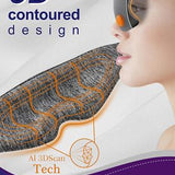 Gray MoonSecret 3D contoured blackout sleep eye mask with velvet travel pouch, showing cup-shaped eye cavities and adjustable strap - view 3