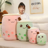9.4-inch green bubble tea cup shaped kawaii plushie stuffed pillow with soft stretch fabric and fluffy filling - view 3