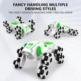 UJYY white 8-wheel robot dog remote control stunt car with LED lights and mist spray effect for kids - view 2