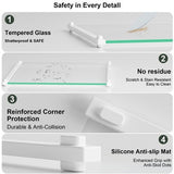 LANGBOHOS 2-piece clear tempered glass cutting board set, 12x16 and 12x8 inches, with white silicone grip edges on kitchen counter - view 4