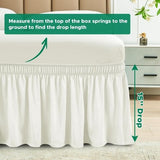 Ivory wrap-around bed skirt with ruffled 15-inch drop on a king-size bed, Biscaynebay elastic easy-fit dust ruffle - view 3