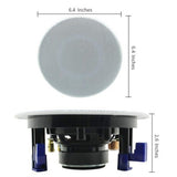 Pair of white Herdio 4-inch flush mount ceiling speakers with magnetic grills for in-wall or ceiling installation - view 3