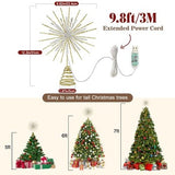 Lewondr 12-inch gold glitter snowflake Christmas tree topper with 30 warm LED lights and remote control - view 7