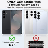 Hiandier black PU leather wallet flip case for Samsung Galaxy S25 FE showing card slots and magnetic closure - view 2