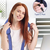 UIEYEE blue cordless neck and shoulder massager with heat and 4D kneading nodes shown on white background - view 4