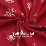 Two red blackout curtain panels with gold foil snowflake print hung on a rod, 52x84 inches, FRAMICS Christmas curtains - view 6