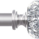 QITERI Adjustable Silver Curtain Rod 48–86 Inch with Translucent Finials