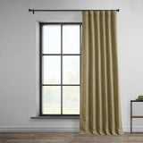 Nomad Tan faux linen room darkening curtain panel 50x84 inches hung on rod by HPD Half Price Drapes - view 8