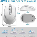 cimetech white ergonomic wireless optical mouse with USB receiver, silent click design and soft rubber grip - view 2