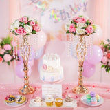 Two pink and white silk rose flower ball centerpieces on plastic bases, 10 inches diameter, styled on a wedding reception table - view 2