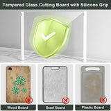 LANGBOHOS 2-piece clear tempered glass cutting board set, 12x16 and 12x8 inches, with white silicone grip edges on kitchen counter - view 7