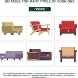 White stretch sofa seat cushion cover with elastic band, small size, shown fitted on a couch cushion by Hokway - view 6