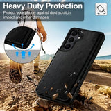 Hiandier black PU leather wallet flip case for Samsung Galaxy S25 FE showing card slots and magnetic closure - view 6