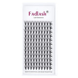 FADLASH premade volume lash fans tray showing pointy thin base 3D to 20D black PBT fiber extensions 120 fans - view 7