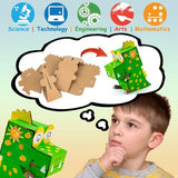 Kodatek 135-piece kids craft kit with figurines, paints, brushes and building components laid out on white surface - view 3
