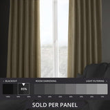Nomad Tan faux linen room darkening curtain panel 50x84 inches hung on rod by HPD Half Price Drapes - view 2