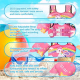 Pink kids swim vest life jacket with removable arm wings and buckle straps for toddlers 30-55 lbs by Chriffer - view 5