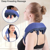 UIEYEE blue cordless neck and shoulder massager with heat and 4D kneading nodes shown on white background - view 2