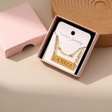 18K gold-plated double-layer Figaro chain necklace with Karma nameplate pendant, Taylor Swift Eras Tour fan accessory - view 5
