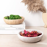 Round white and gray natural travertine marble decorative bowl 7.8 inches diameter for entryway keys and trinkets - view 4