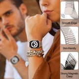 Polished stainless steel magnetic Apple Watch band with adjustable clasp, compatible with 38mm to 49mm Apple Watch models - view 3