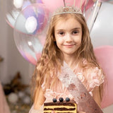 CIEHER rose gold glitter rhinestone birthday crown and 61-inch glitter sash set for girls 5th birthday party - view 4