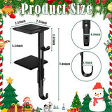 Set of 6 black metal adjustable fireplace mantle stocking and garland hangers with rubber protective pads - view 3
