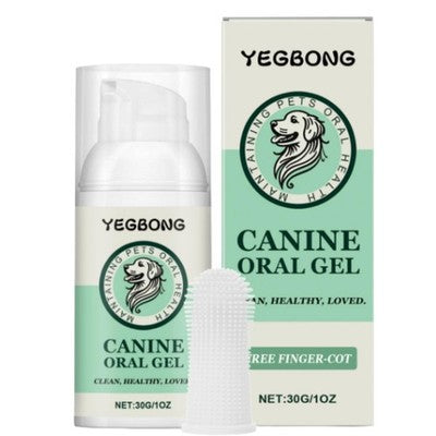 Yegbong dog toothpaste kit with mint gel tube and finger brush, safe for puppies and small dog breeds