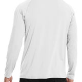 Actflare men's white long sleeve quarter zip pullover running shirt with mock neck and UPF 50+ sun protection - view 4