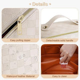 TBOLINE large white checkered PU leather makeup bag open flat showing interior compartments and dividers travel toiletry case - view 3