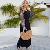 CHICAURA plus size black floral print maxi wrap dress with square neckline and flared long sleeves, size 5XL - view 4