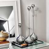 LHQOO Silver Taper Candle Holders 13.78" Tall – Set of 3 Modern Centerpiece — view 4 of 7