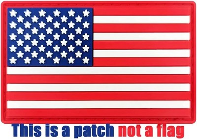 Rectangular self-adhesive American flag patch with full-color USA design on peel-and-stick backing by TNS Outdoor